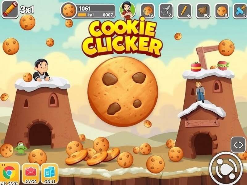Cookie Clicker Game main screen with giant cookie and upgrades