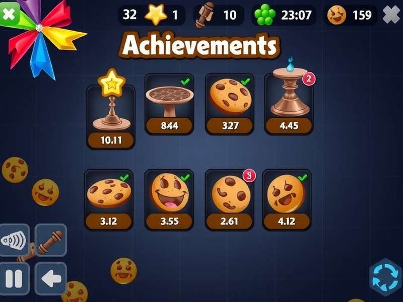 Cookie Clicker game interface with many achievements unlocked