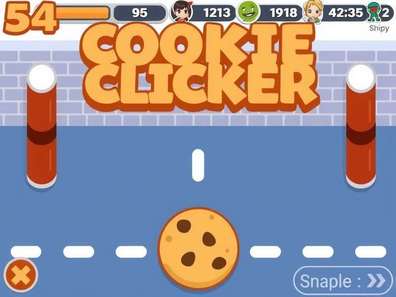 Visualisation of an automated Cookie Clicker bakery with golden cookies and autoclickers active