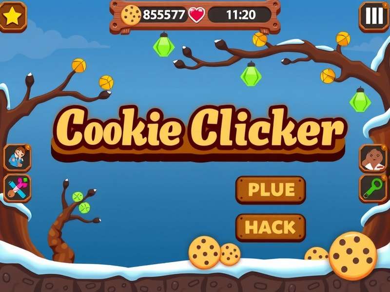 Screenshot of Cookie Clicker game showing a renamed bakery with special effects