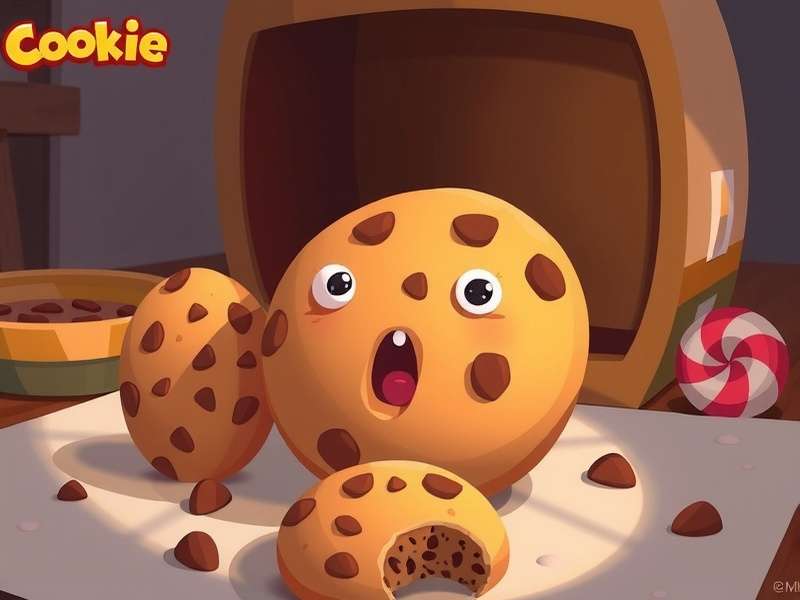 A whimsical illustration of a giant cookie with ascending graphs and game UI elements floating around it, symbolising Cookie Clicker's gameplay.