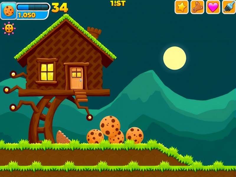 Cookie Clicker Speedrun – golden cookie with a stopwatch and speed lines